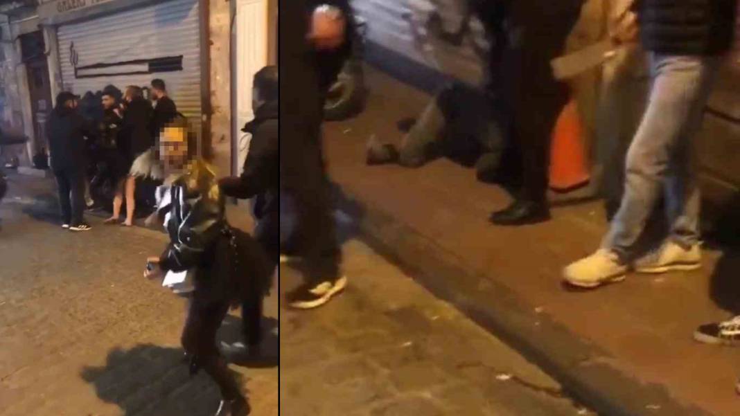 İşte olay anının yeni görüntüleri... Beyoğlu’nda satırlı 'kız arkadaşıma baktın' kavgası 6